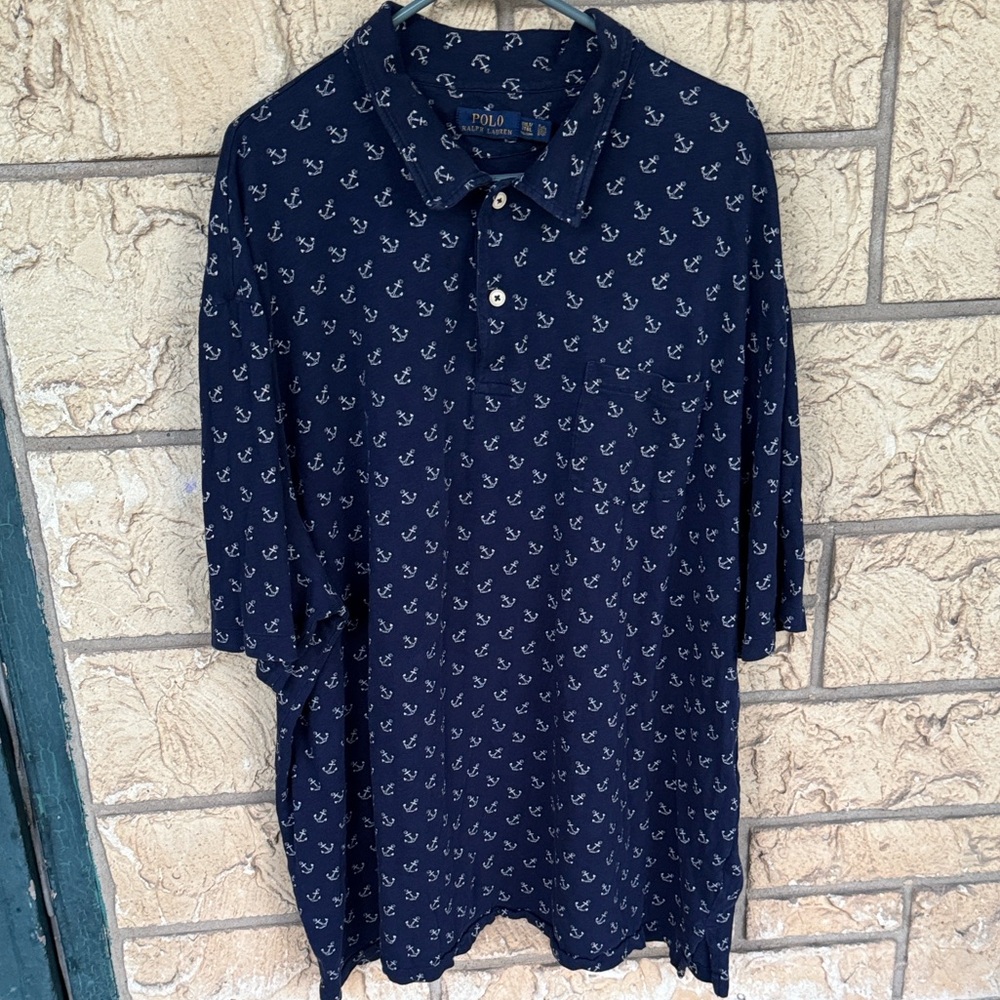 Polo by Ralph Lauren Anchor Print Shirt - Navy Size 3XL - Picture 8 of 9